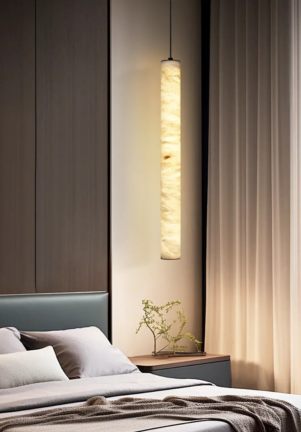 Alabaster Cylindrical Pendant Light