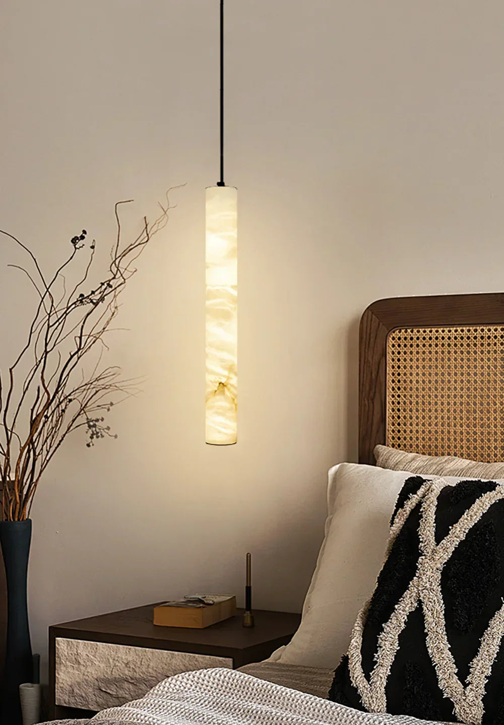 Alabaster Cylindrical Pendant Light