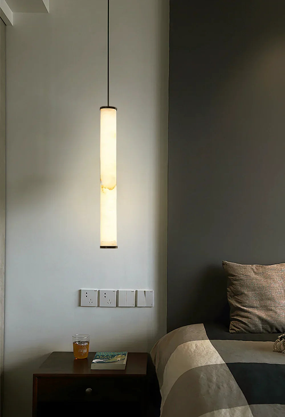 Alabaster Cylindrical Pendant Light