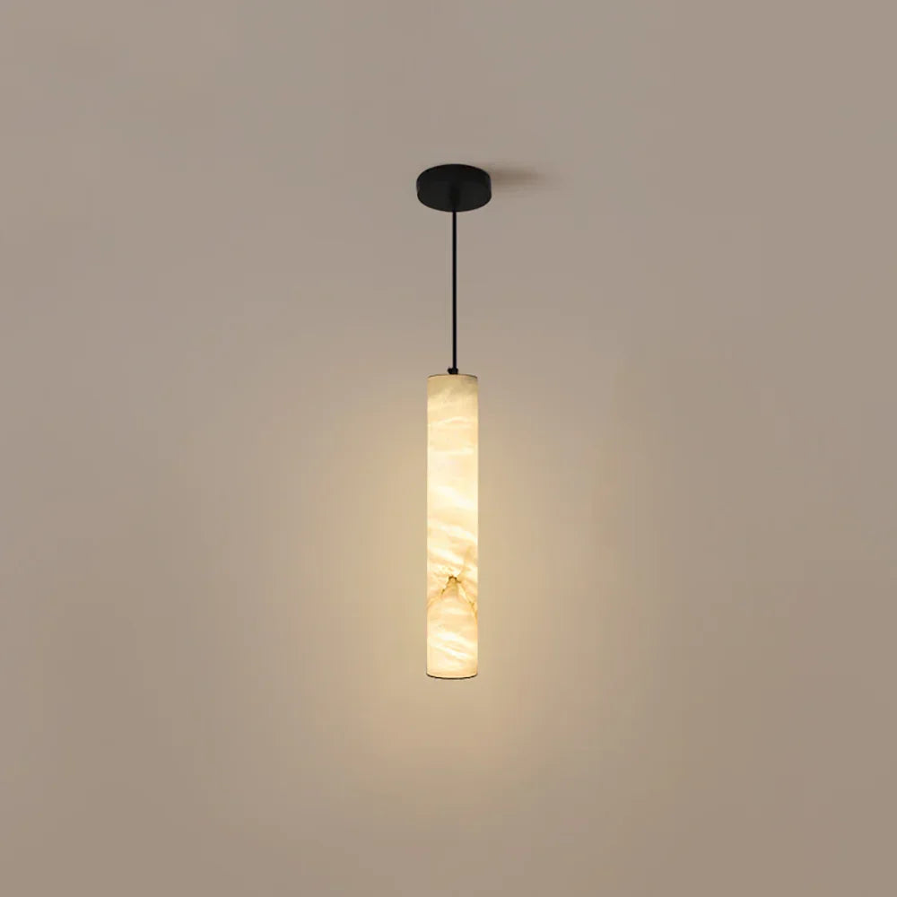 Alabaster Cylindrical Pendant Light