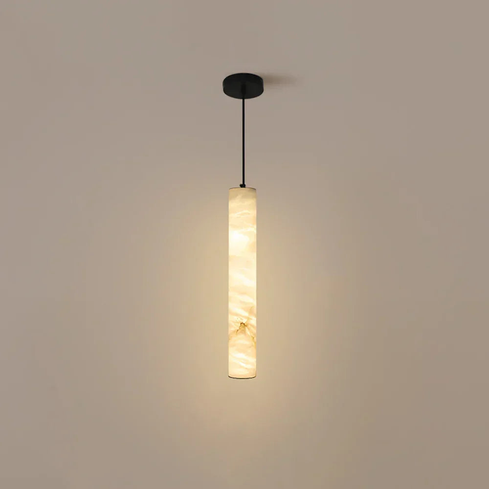 Alabaster Cylindrical Pendant Light