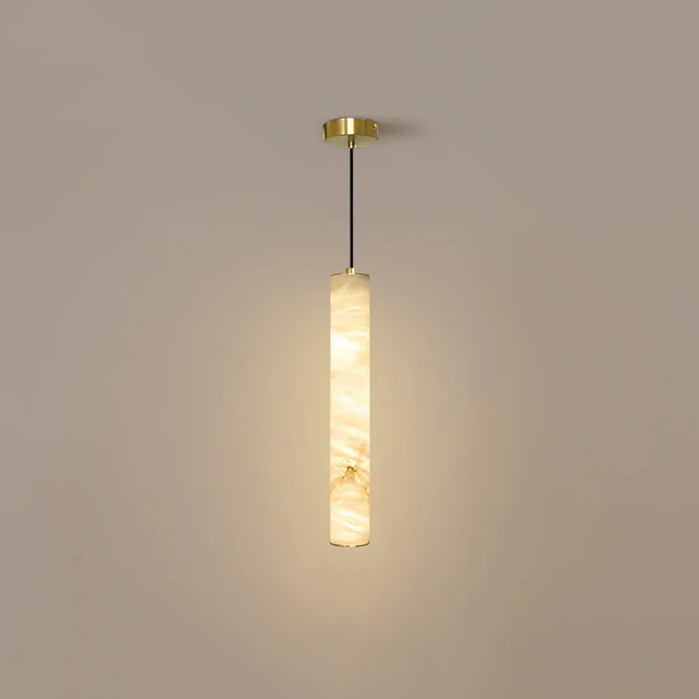 Alabaster Cylindrical Pendant Light