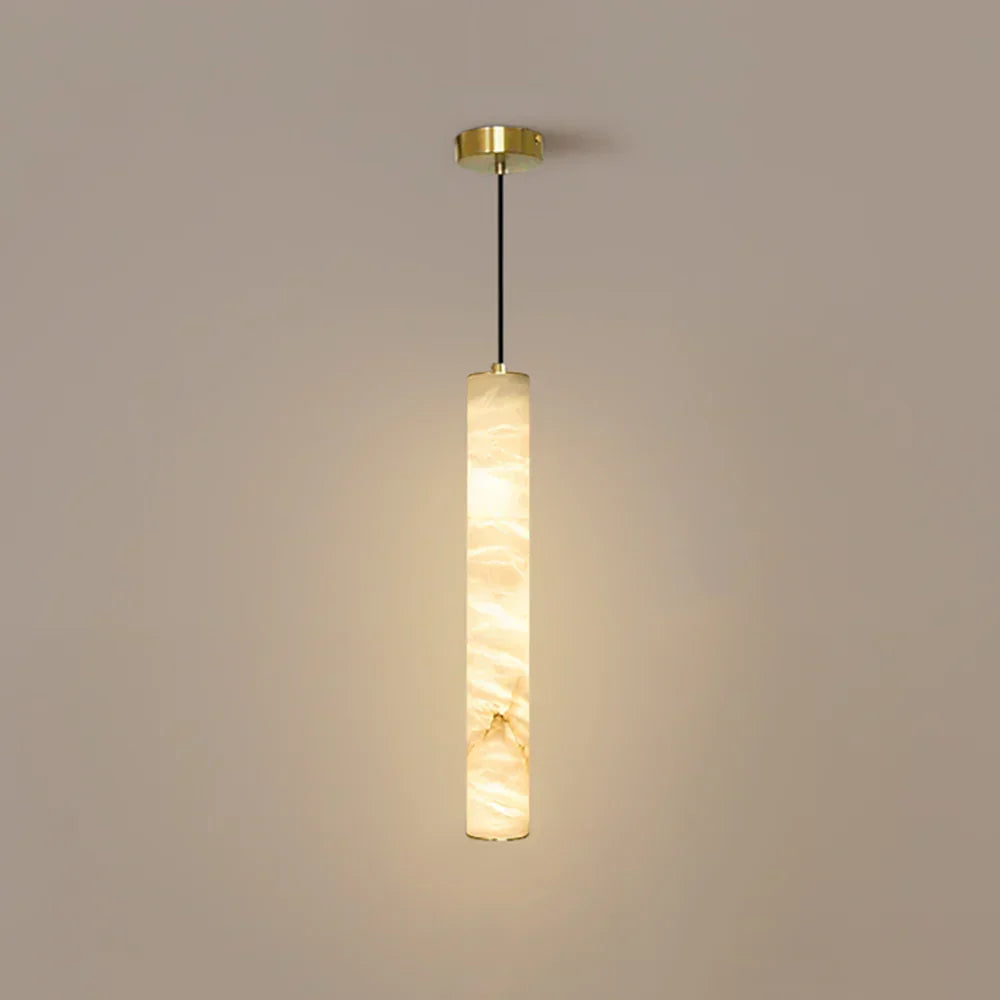 Alabaster Cylindrical Pendant Light