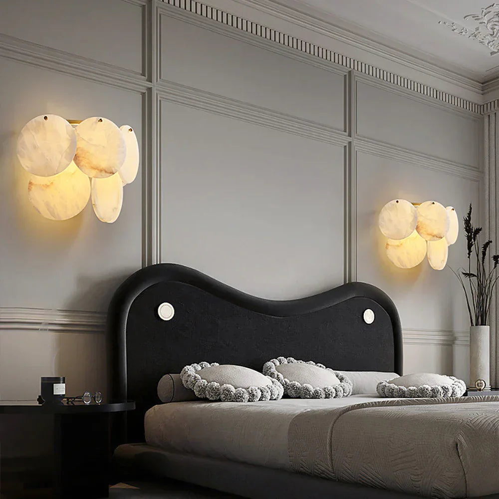 Alabaster Double Layer Round Wall Lamp