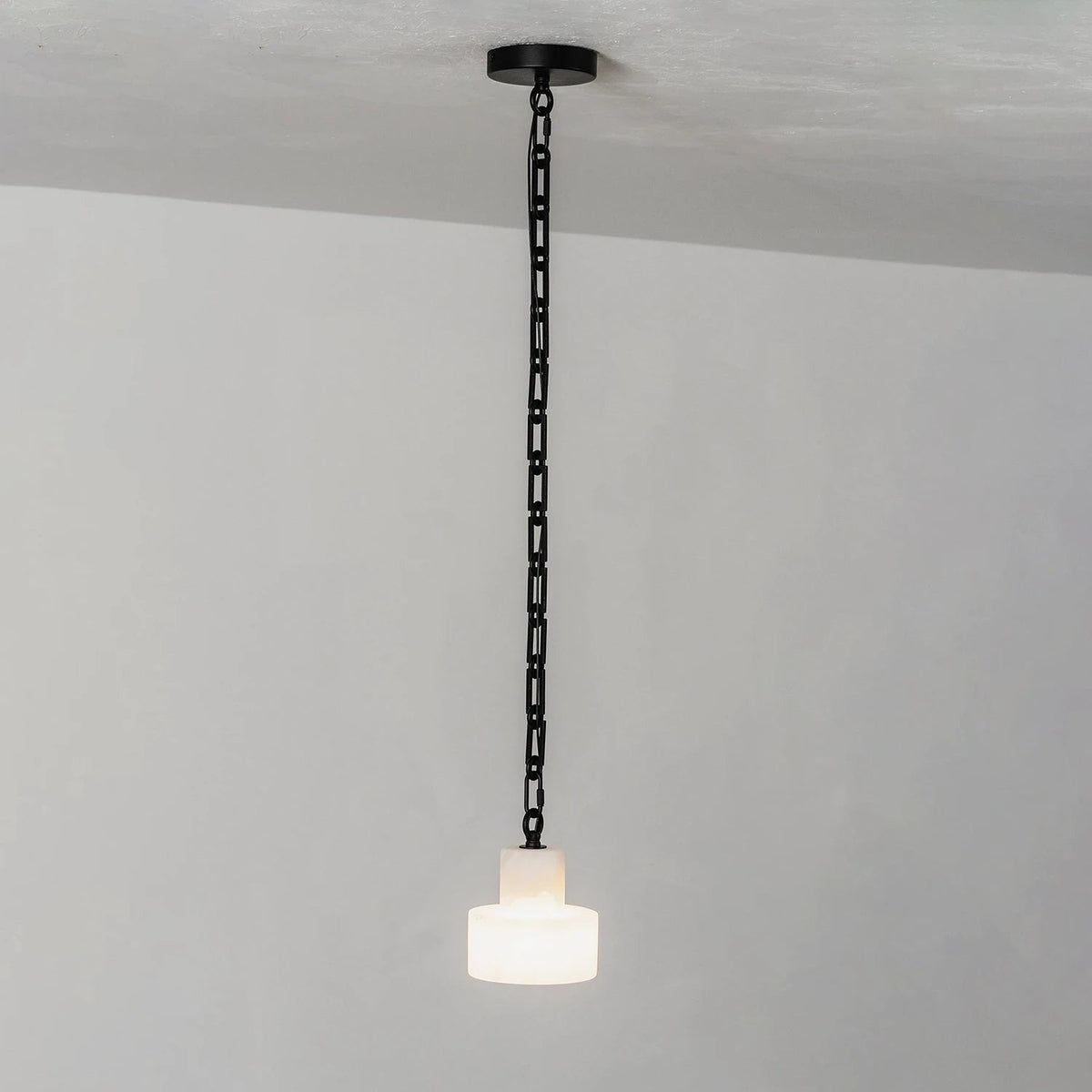 Alabaster Cylindrical Cluster Chain Chandelier