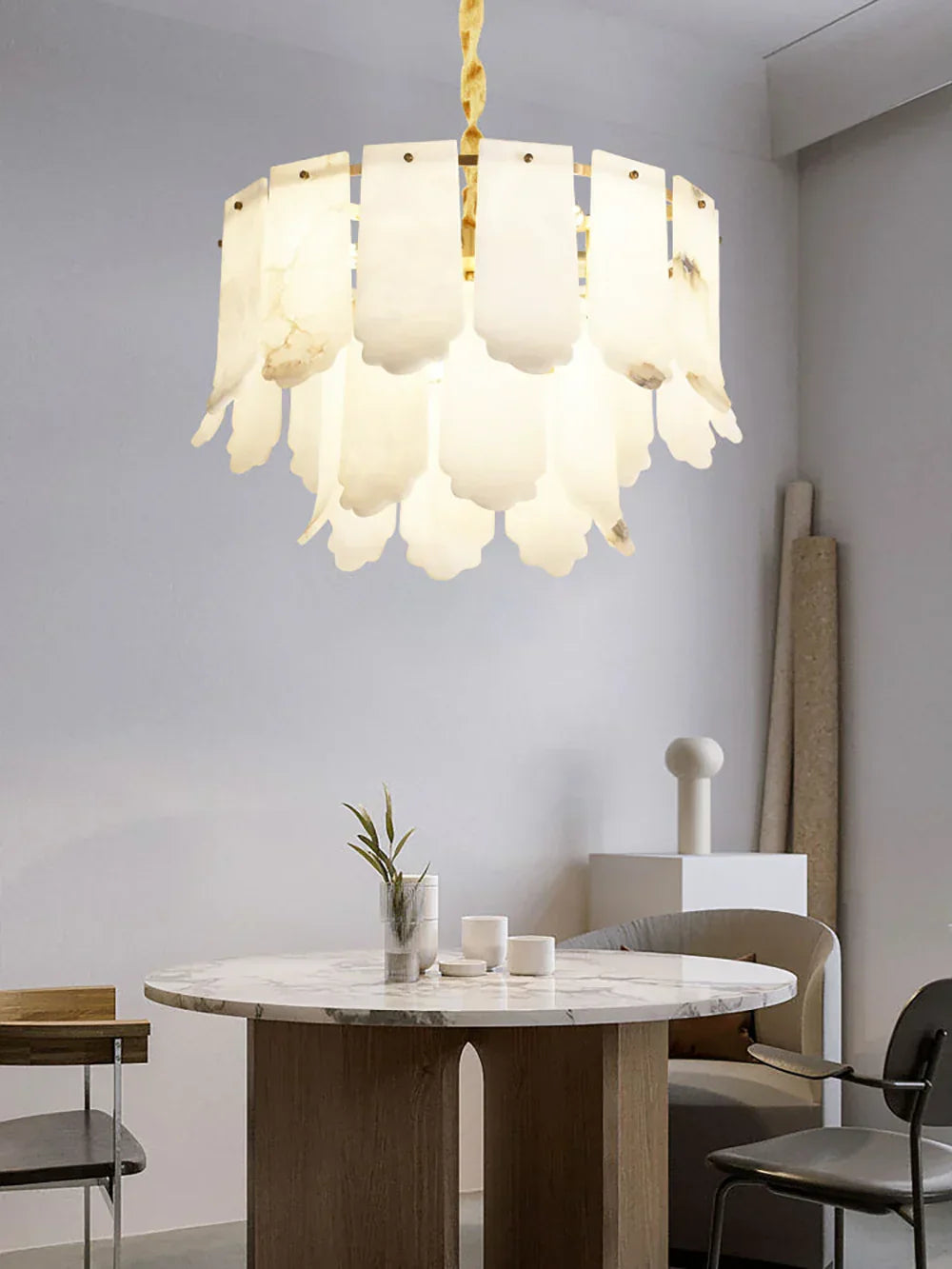 Alabaster Elba Brass Chandelier