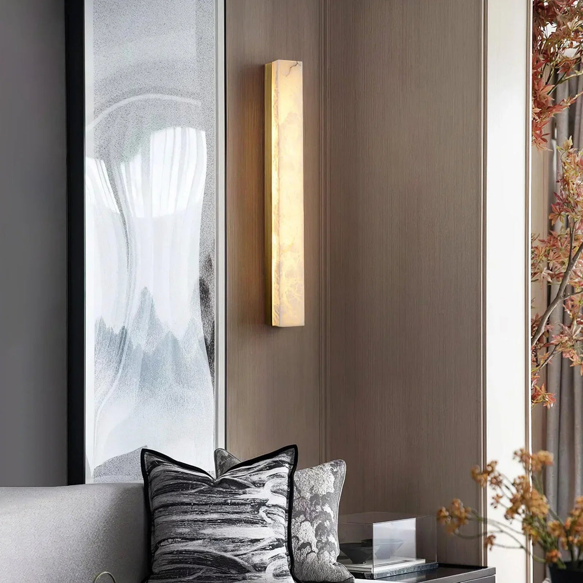 Alabaster Emerson Brass Wall Lamp