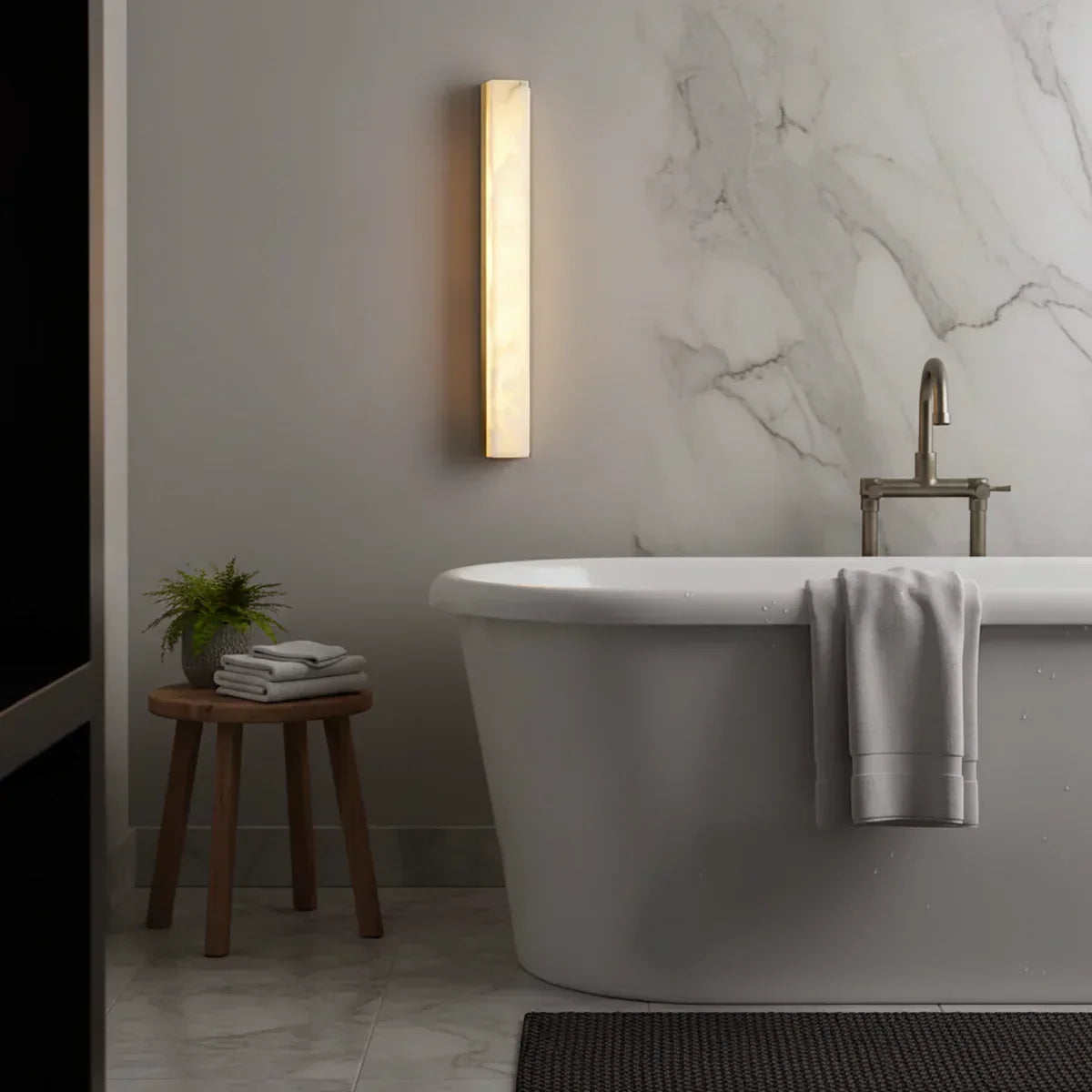 Alabaster Emerson Brass Wall Lamp