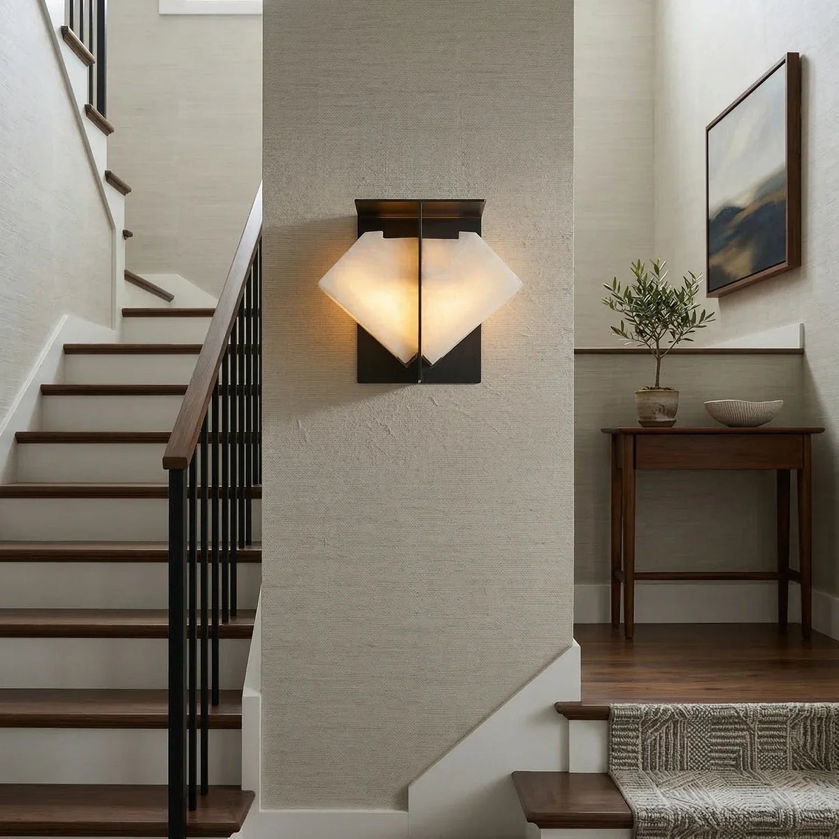 Alabaster Folded Halo Geometric Wall Sconce