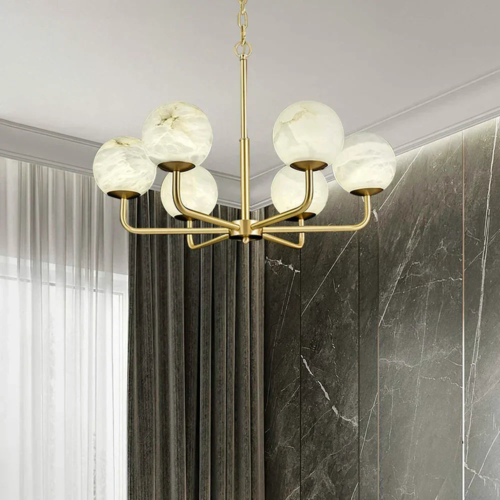 Alabaster Maytoni Erich Brass Chandelier