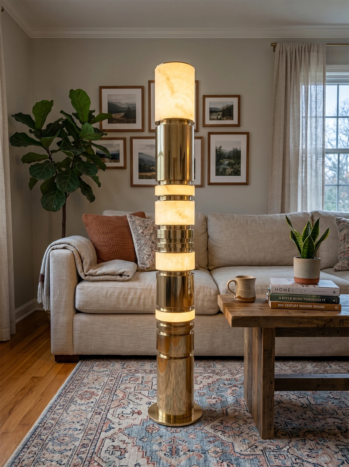 Alabaster Luxury Column Floor Lamp