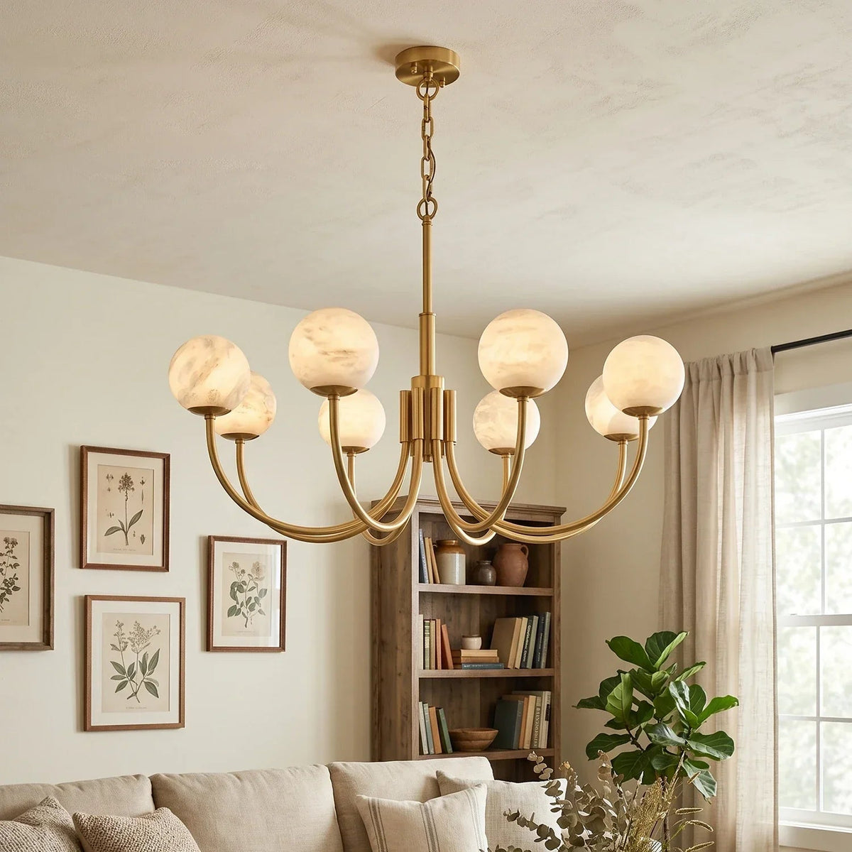 Alabaster Modern Brass Chandelier