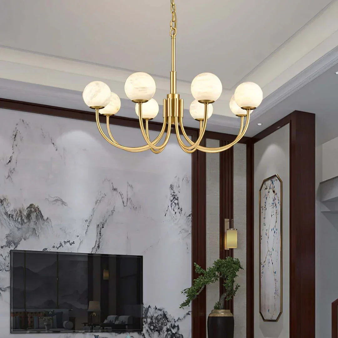 Alabaster Modern Brass Chandelier