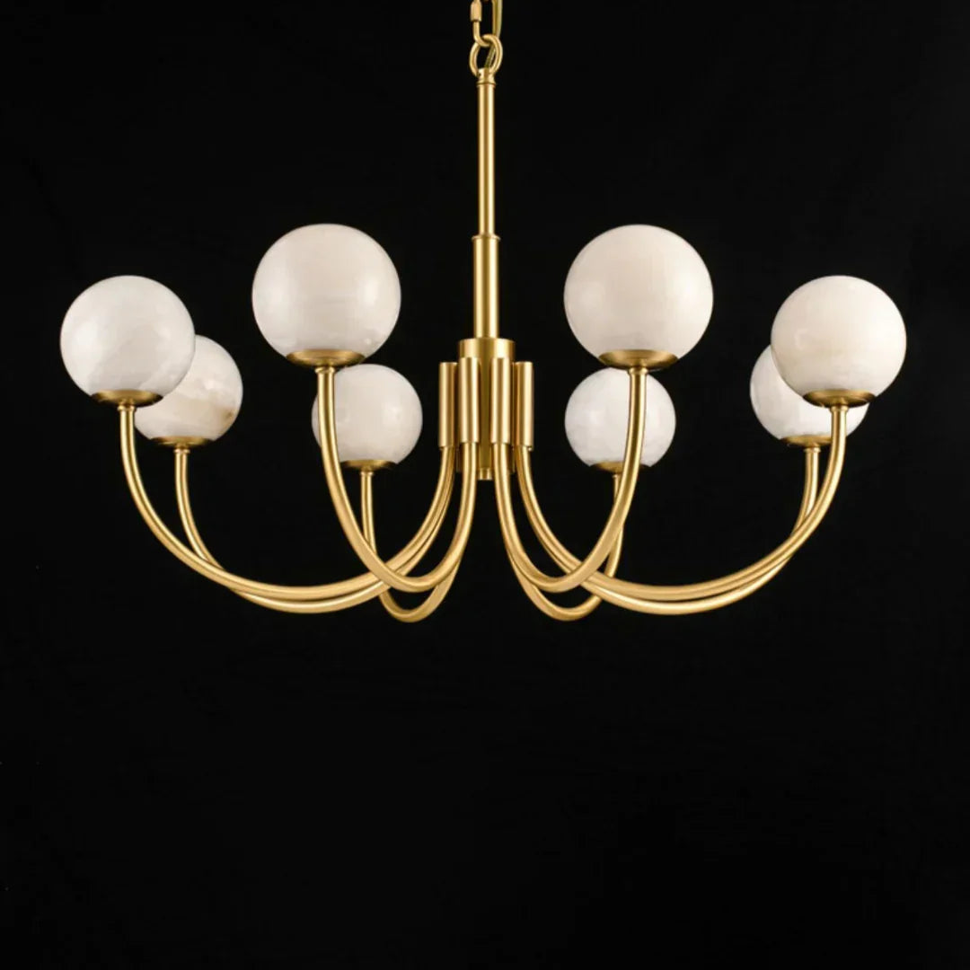 Alabaster Modern Brass Chandelier
