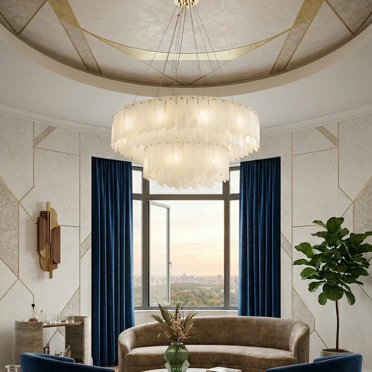 Alabaster Modern Cascade Tiered Chandelier
