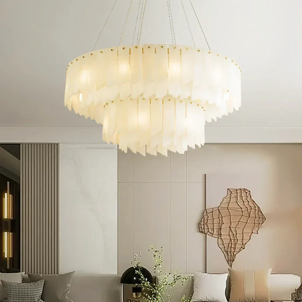 Alabaster Modern Cascade Tiered Chandelier