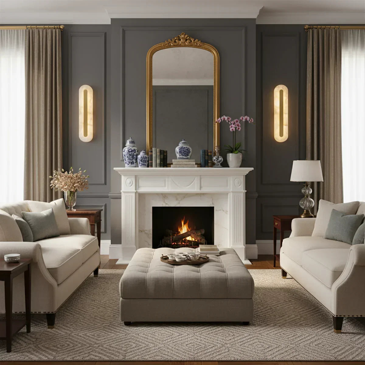 Alabaster Oval Wall Light