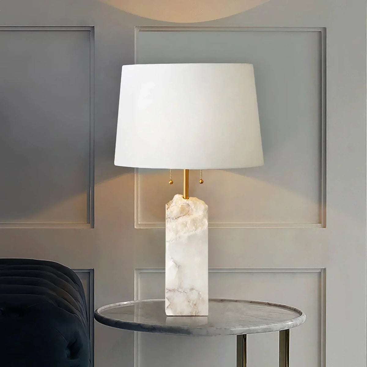 Alabaster Raw Fbric Table Lamp