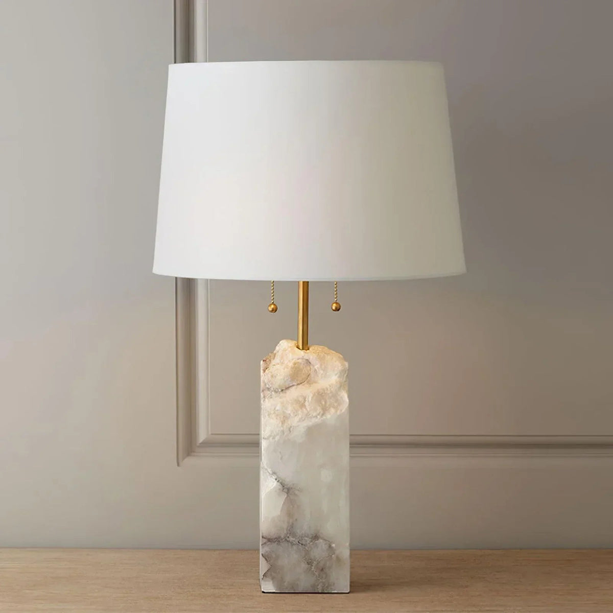 Alabaster Raw Fbric Table Lamp