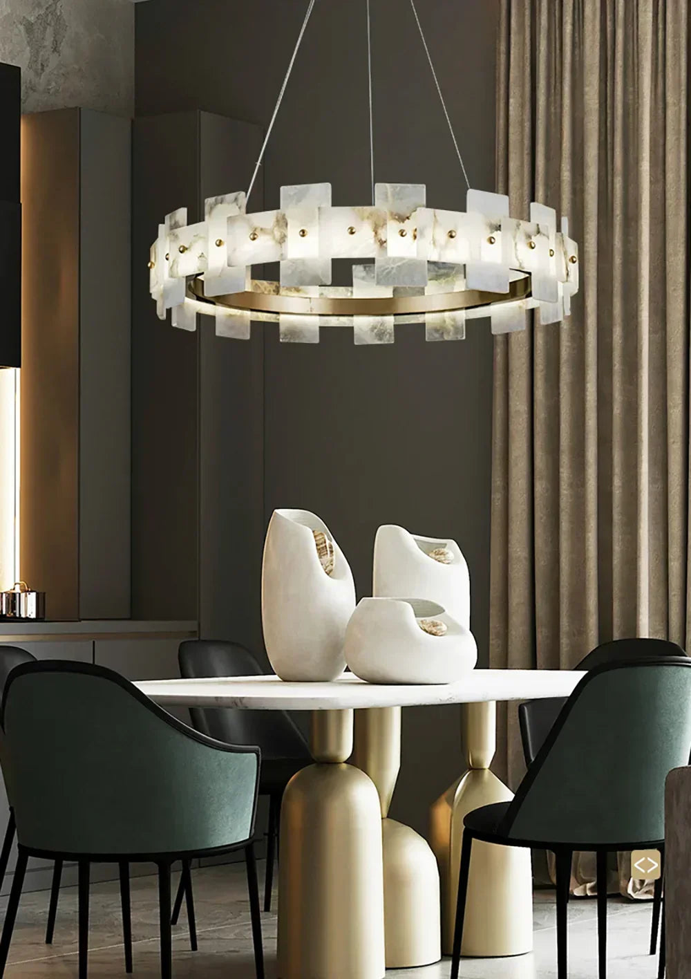 Alabaster Rectangle Annular Chandelier