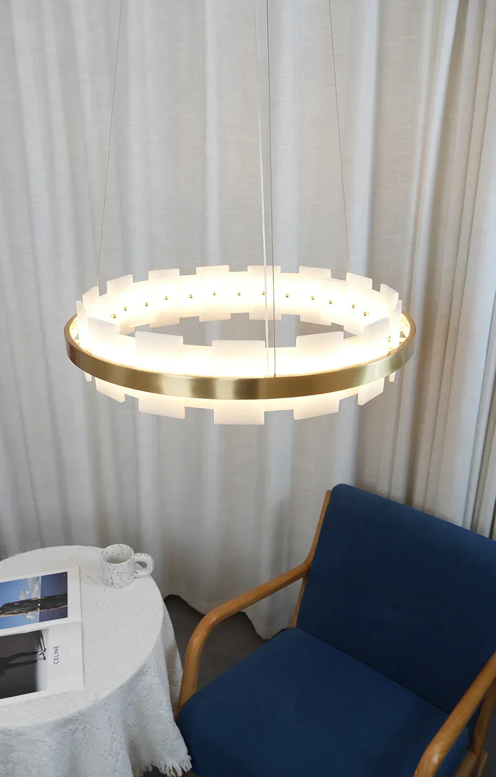 Alabaster Rectangle Annular Chandelier