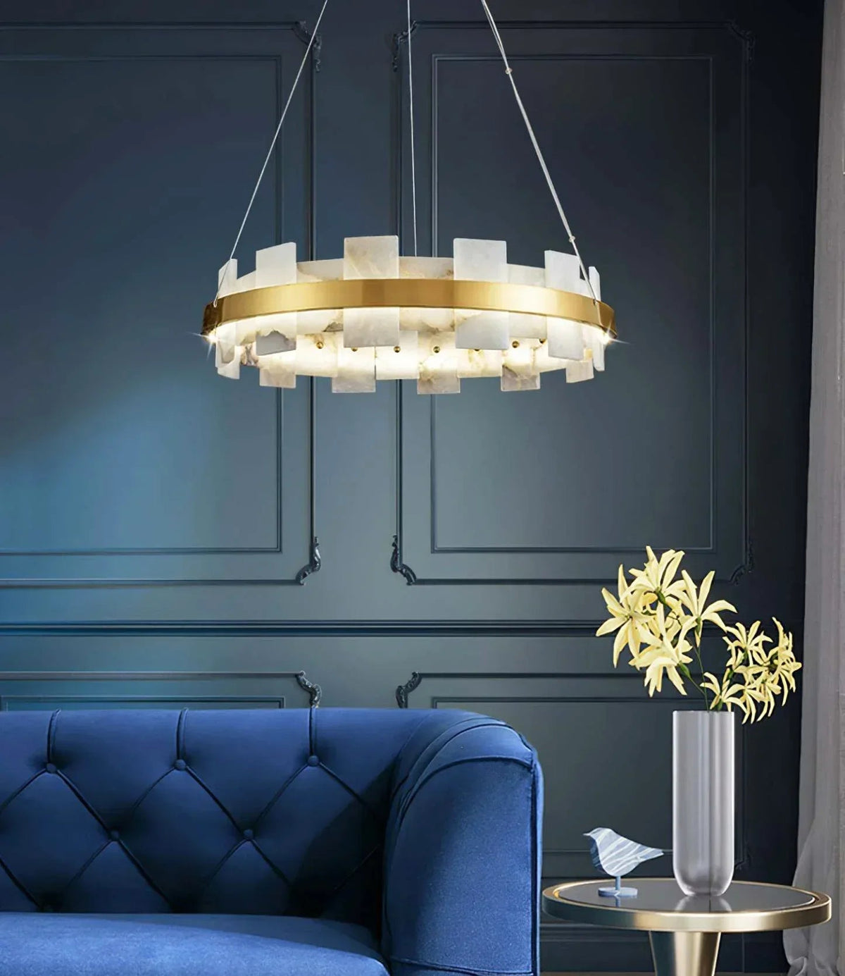 Alabaster Rectangle Annular Chandelier