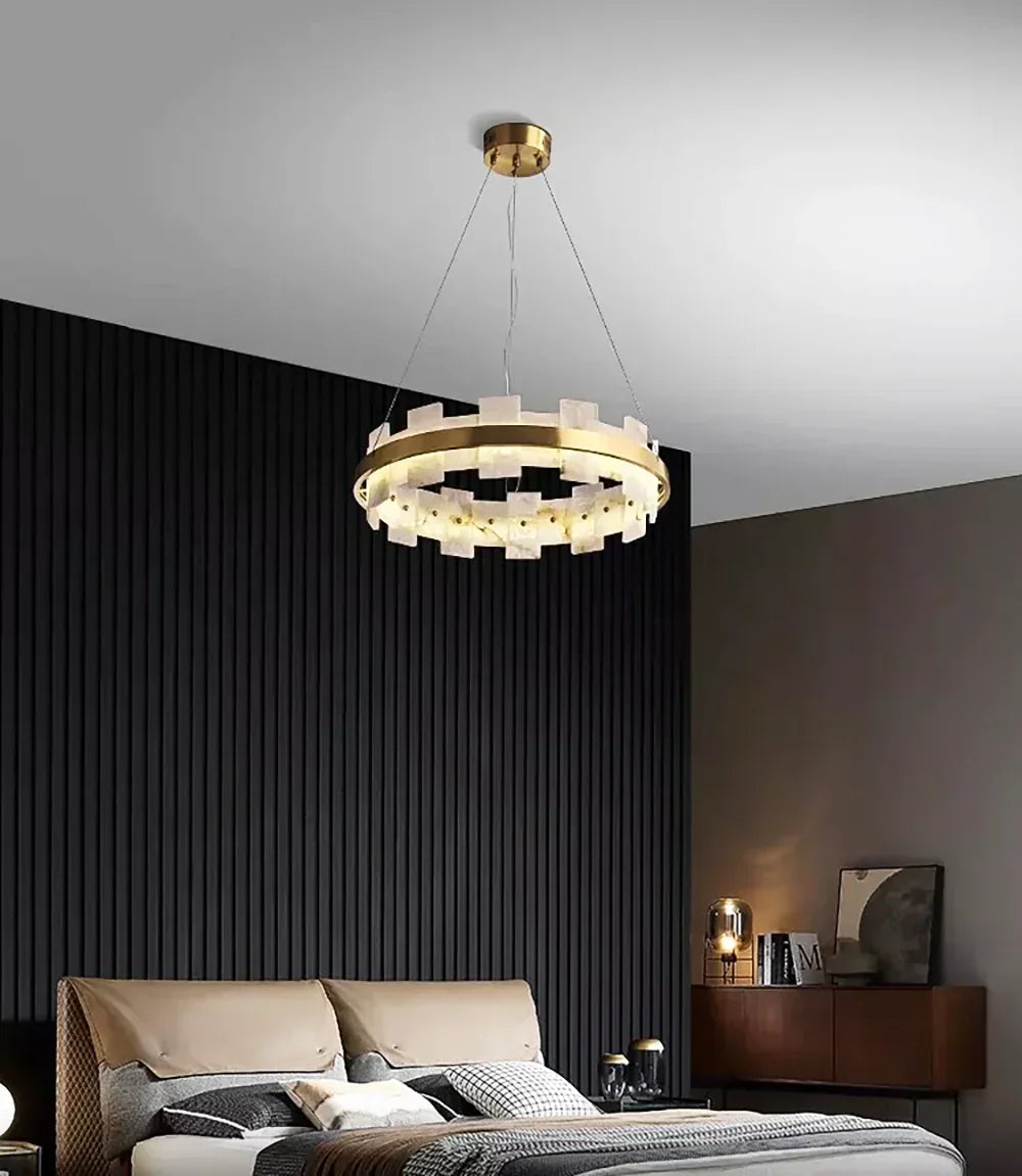 Alabaster Rectangle Annular Chandelier