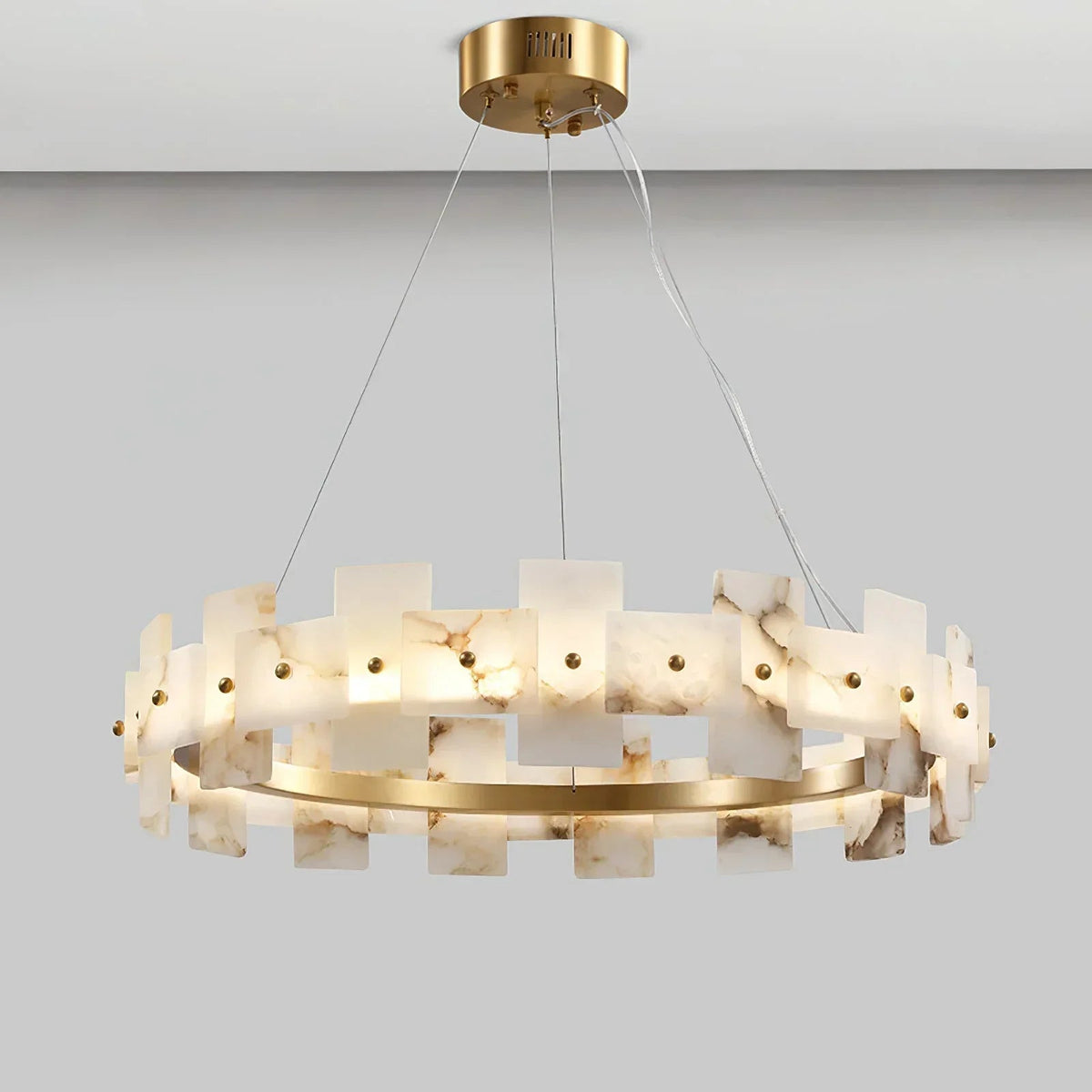 Alabaster Rectangle Annular Chandelier