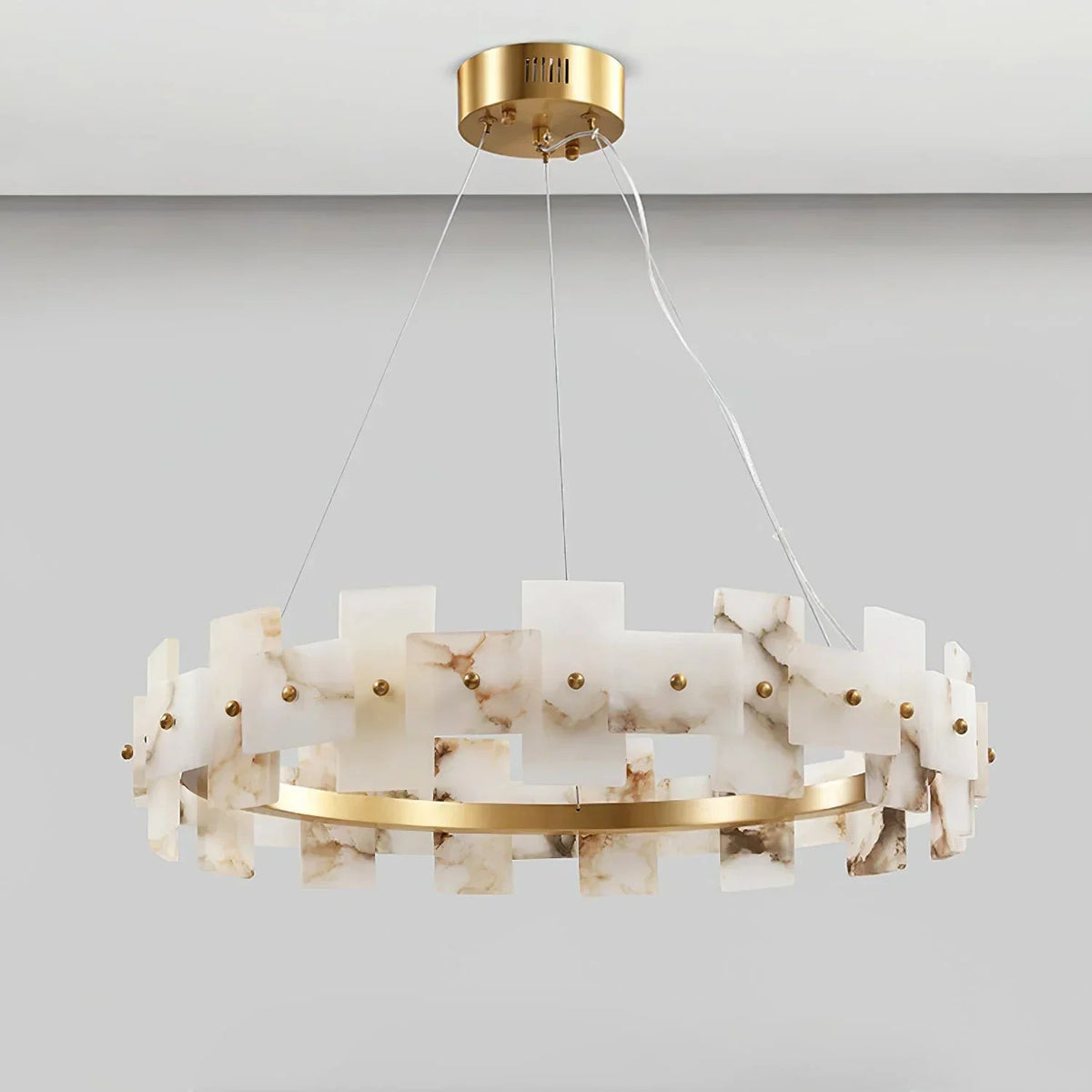 Alabaster Rectangle Annular Chandelier