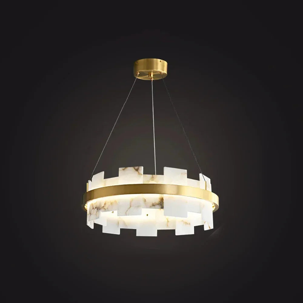 Alabaster Rectangle Annular Chandelier