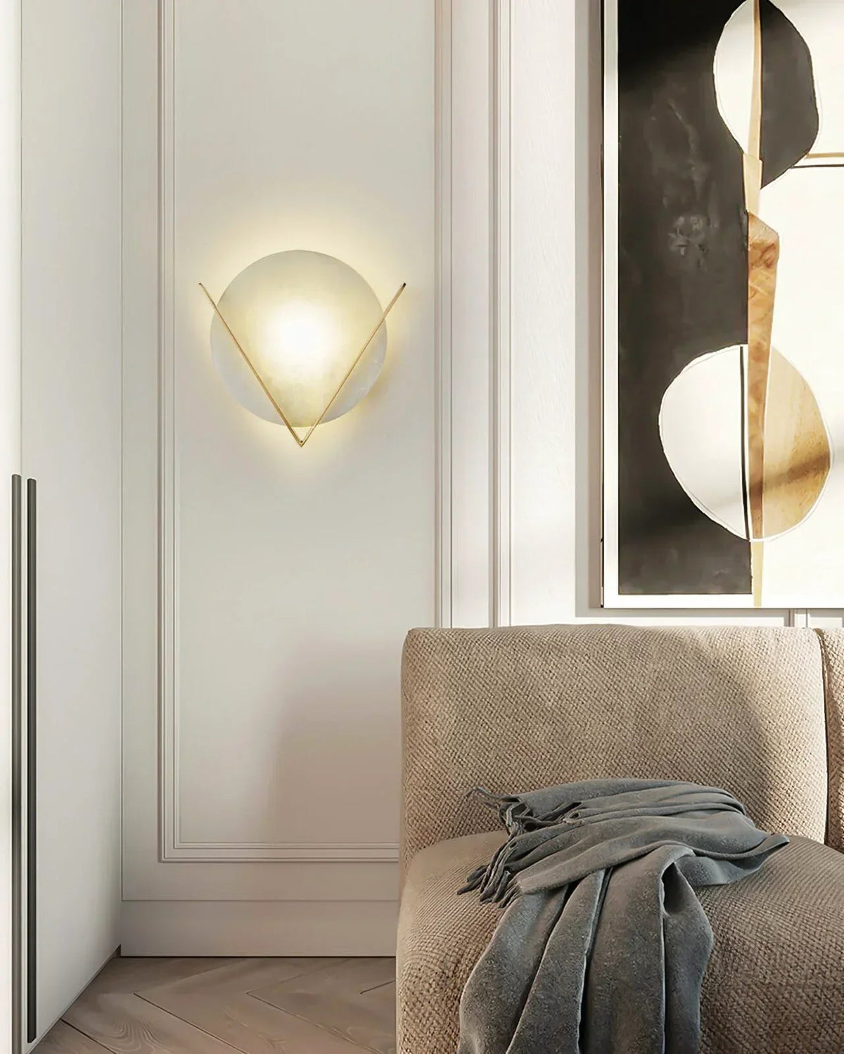 Alabaster Round Victory V Wall Lamp