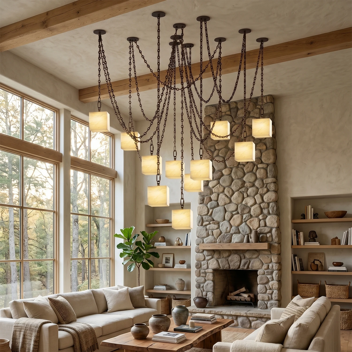 Alabaster Square Chain Chandelier