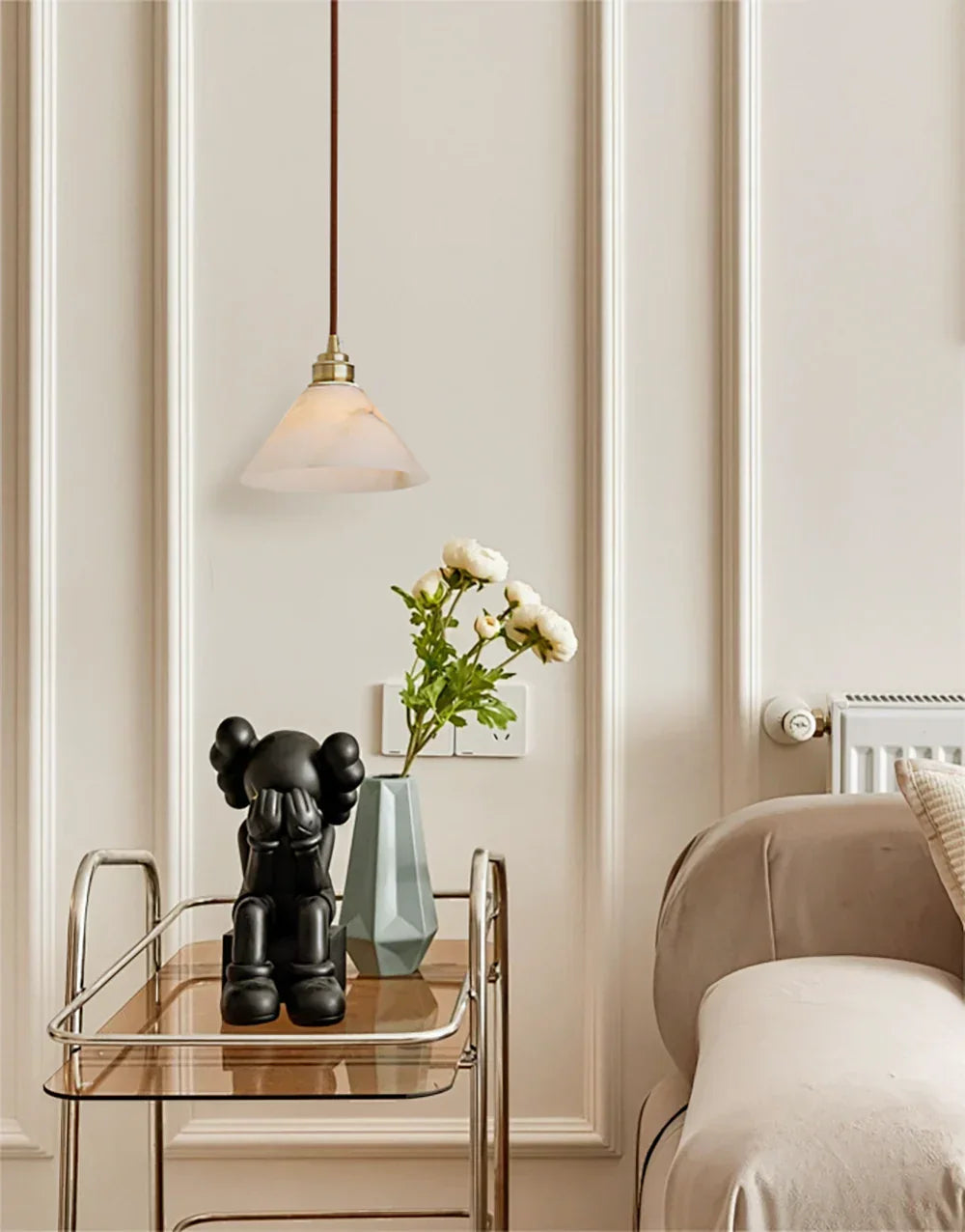 Alabaster Triangle Cone Pendant Light