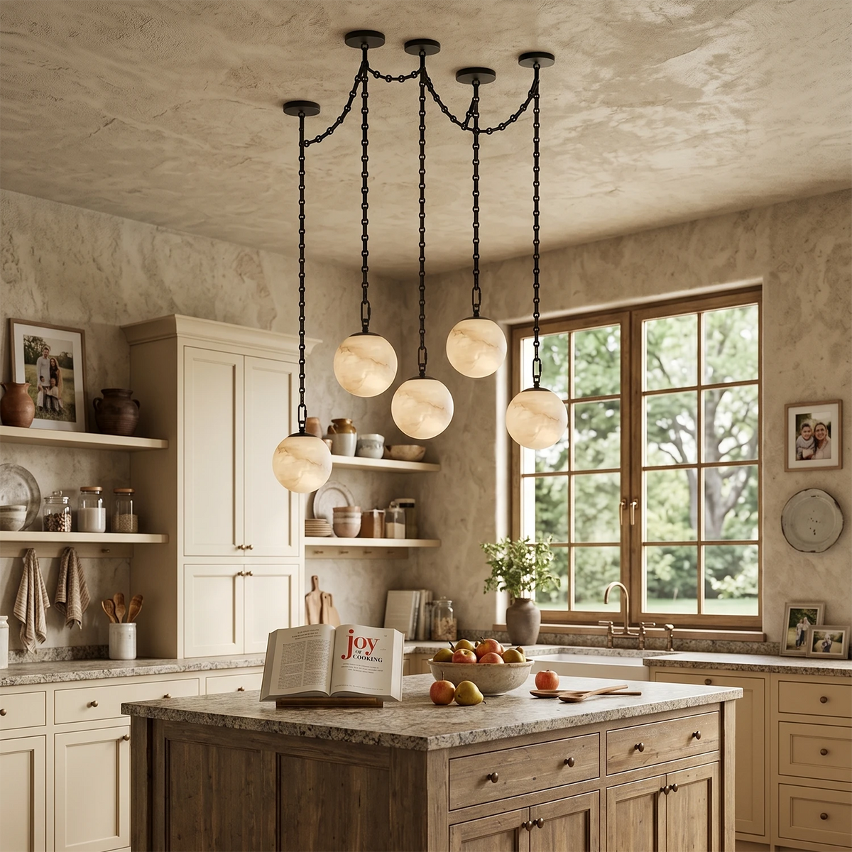 Alabaster Spherical Chain Chandelier