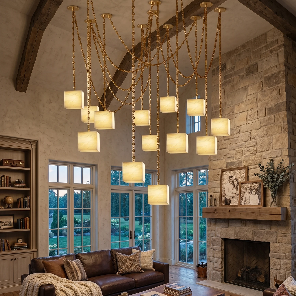 Alabaster Square Chain Chandelier