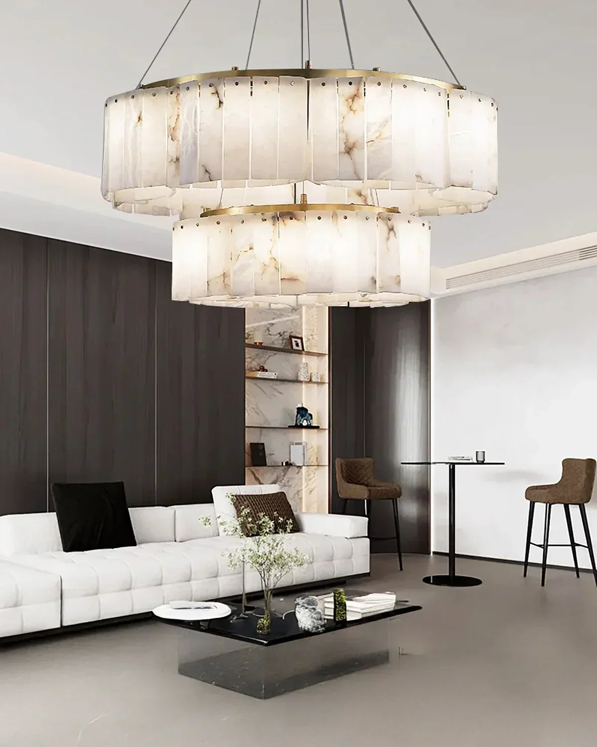 Alabaster diamond chandelier