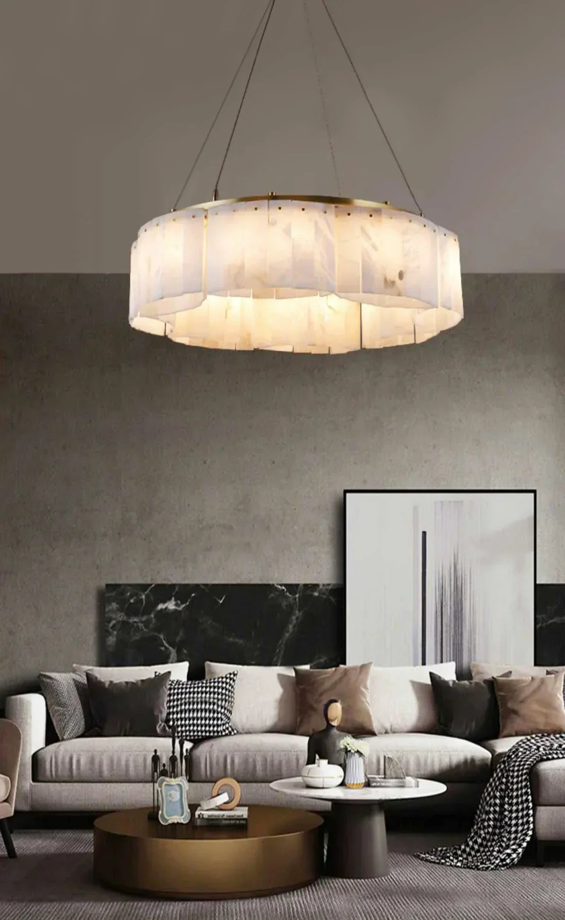 Alabaster diamond chandelier