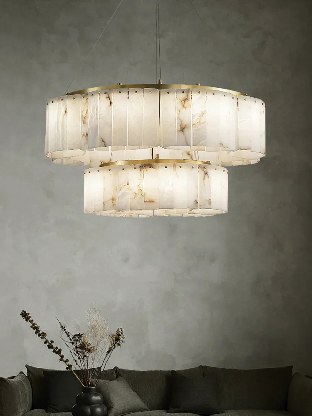 Alabaster diamond chandelier