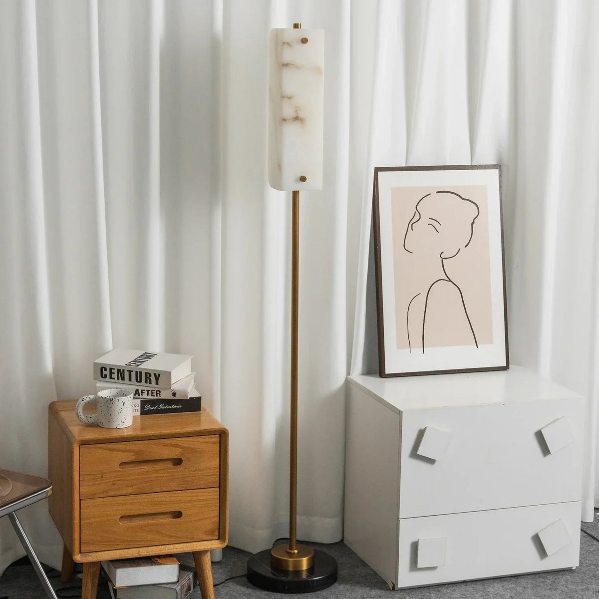 Alabaster Years Brass Floor Lamp