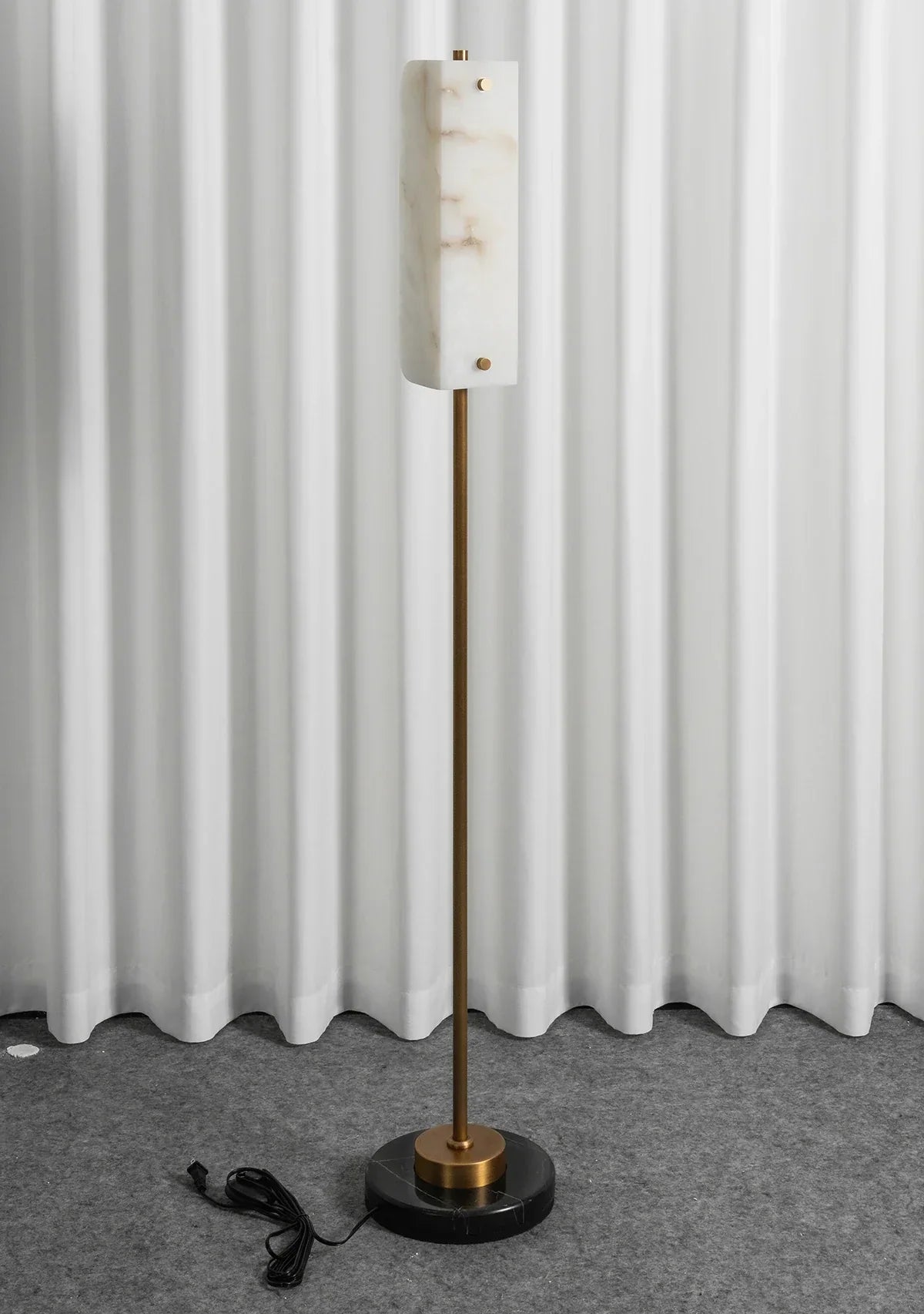 Alabaster Years Brass Floor Lamp