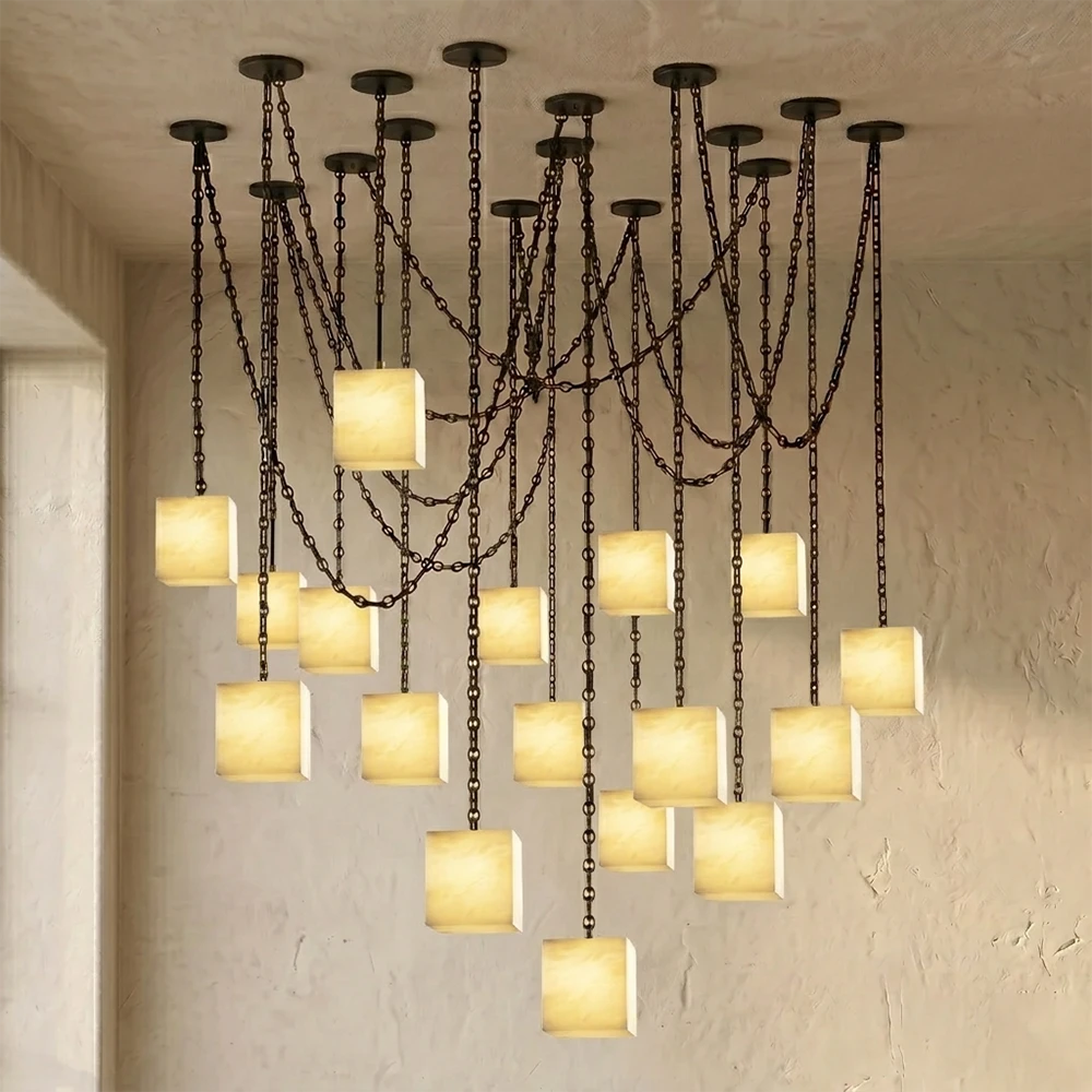 Alabaster Square Chain Chandelier