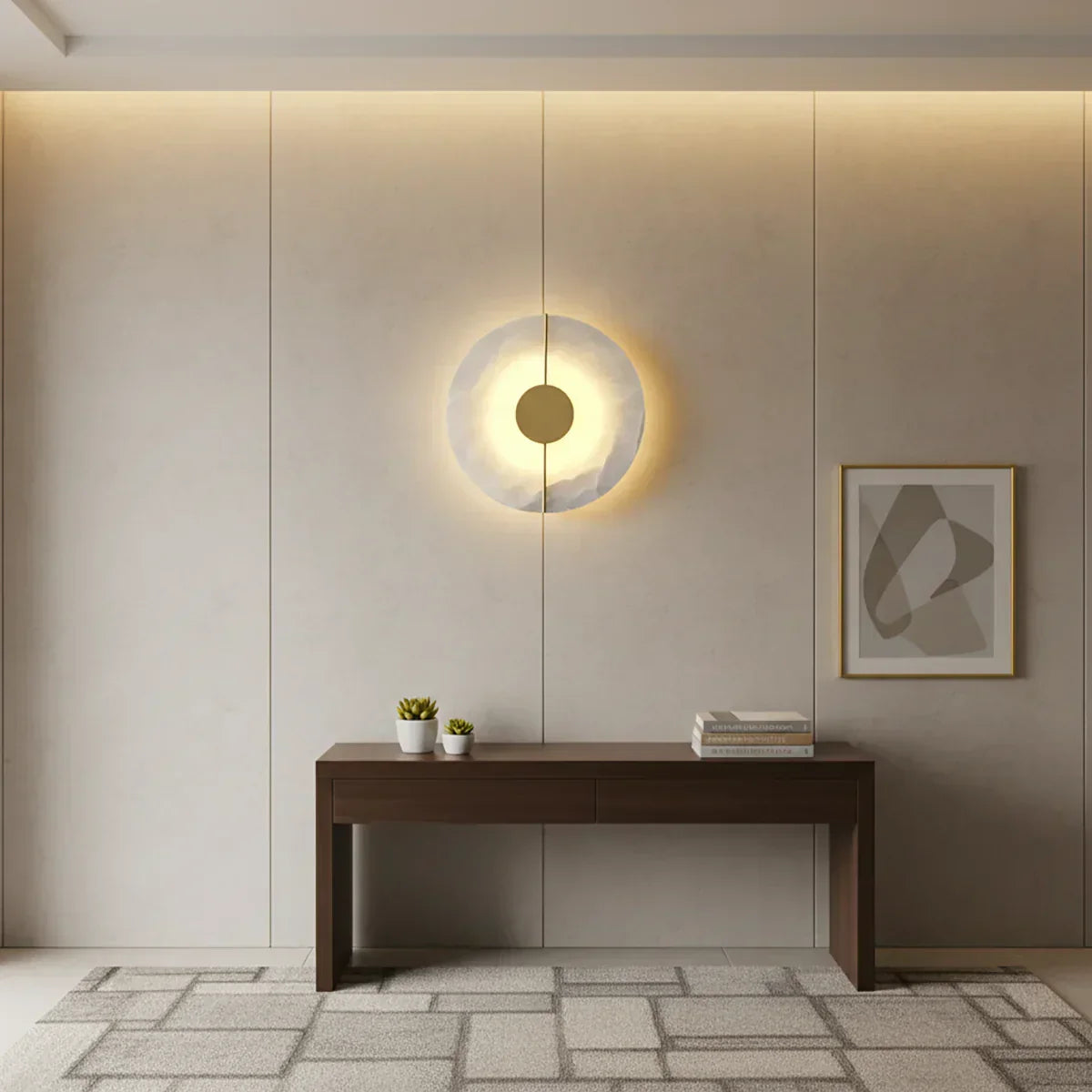 Artistic Brass Alabaster Wall Lamp