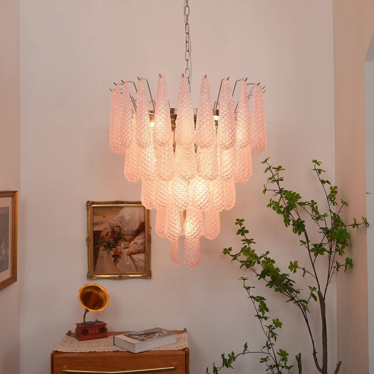 Amaris Tiered Teardrop Glass Chandelier