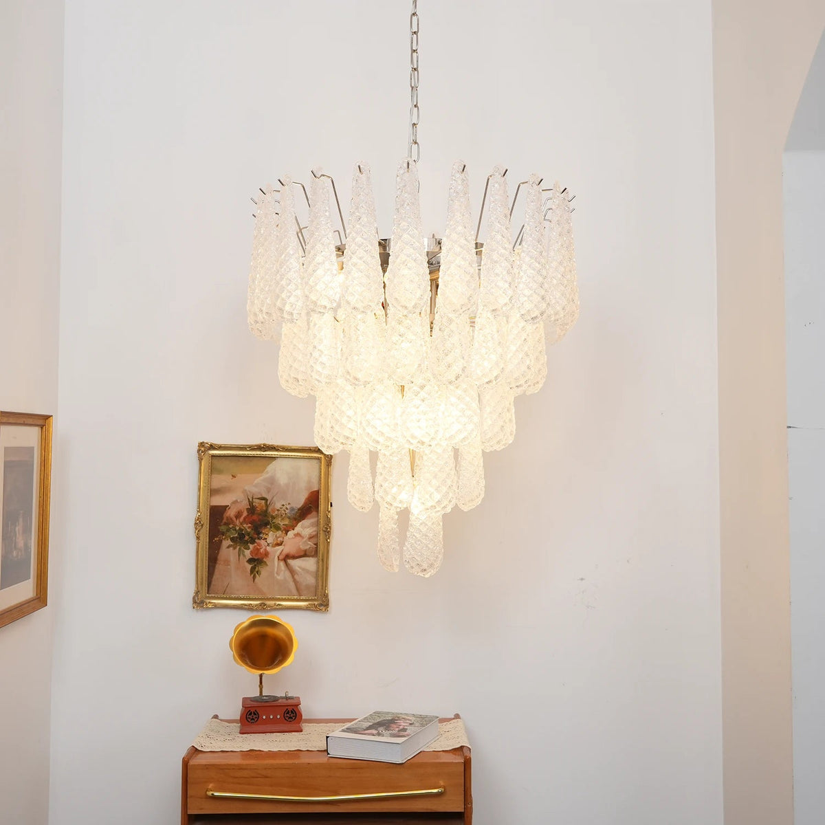 Amaris Tiered Teardrop Glass Chandelier