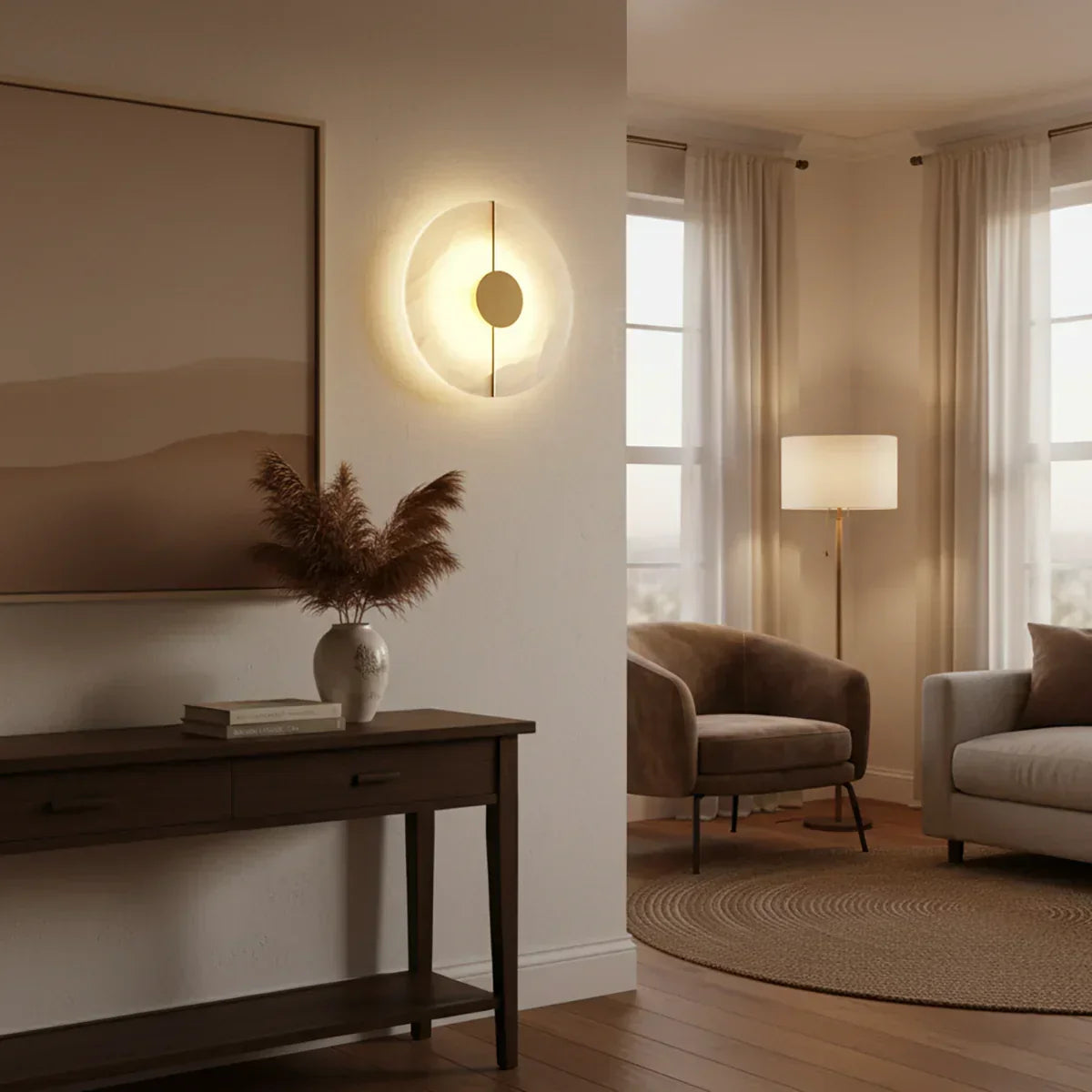 Artistic Brass Alabaster Wall Lamp