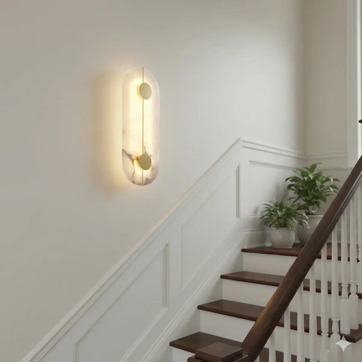 Artistic Brass Alabaster Wall Lamp