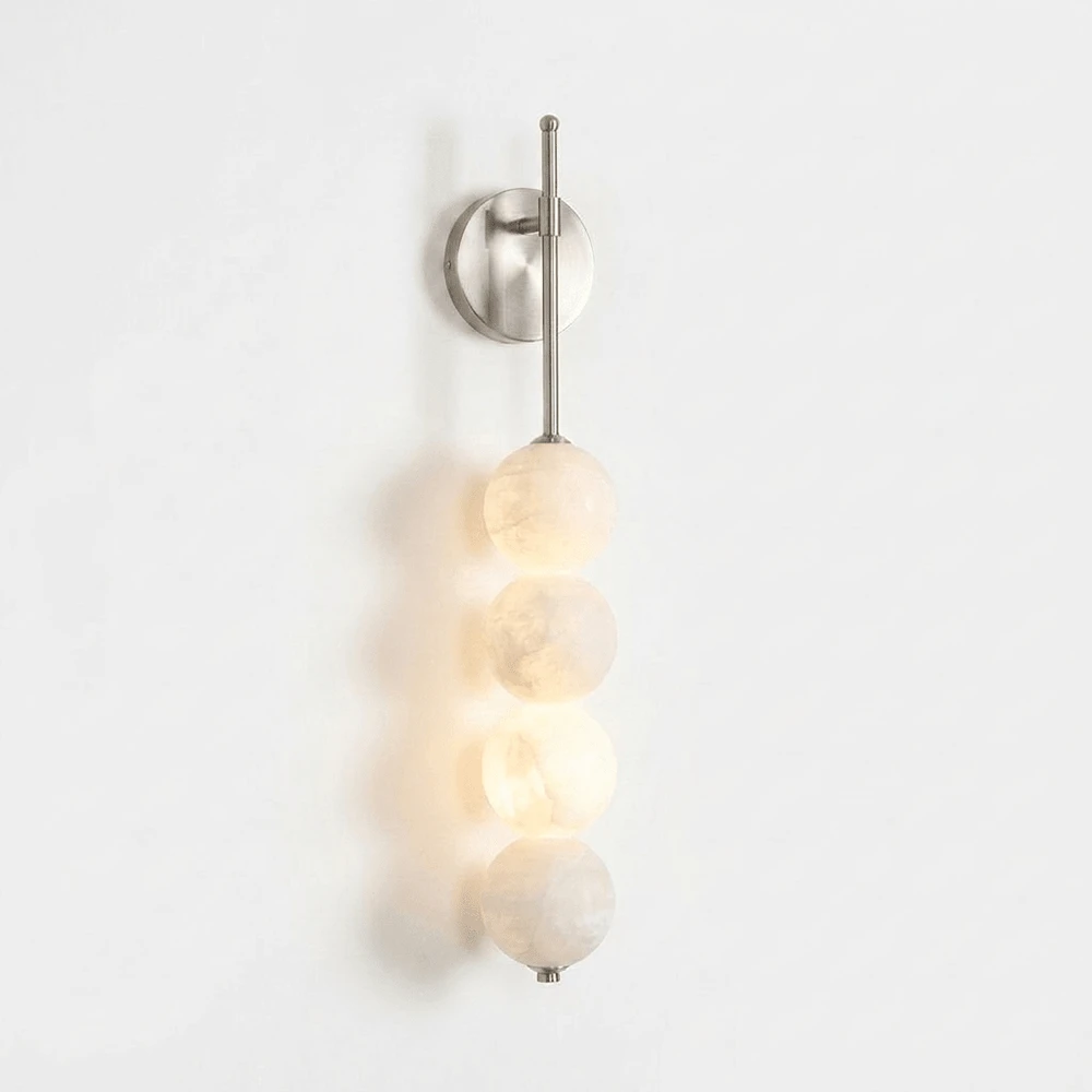 Beaded Aurelle Alabaster Orb Wall Sconce