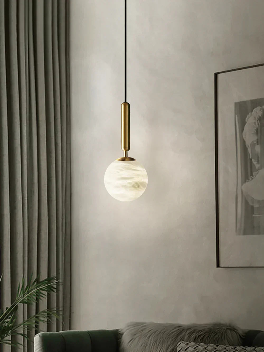 Round Bosso Alabaster Pendant Lamp