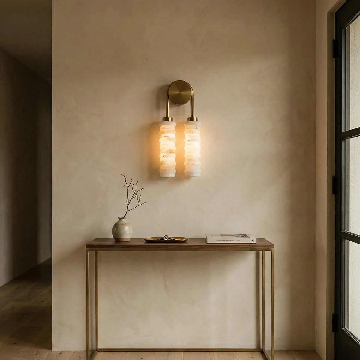 Calla Ribbed Alabaster Wall Sconce