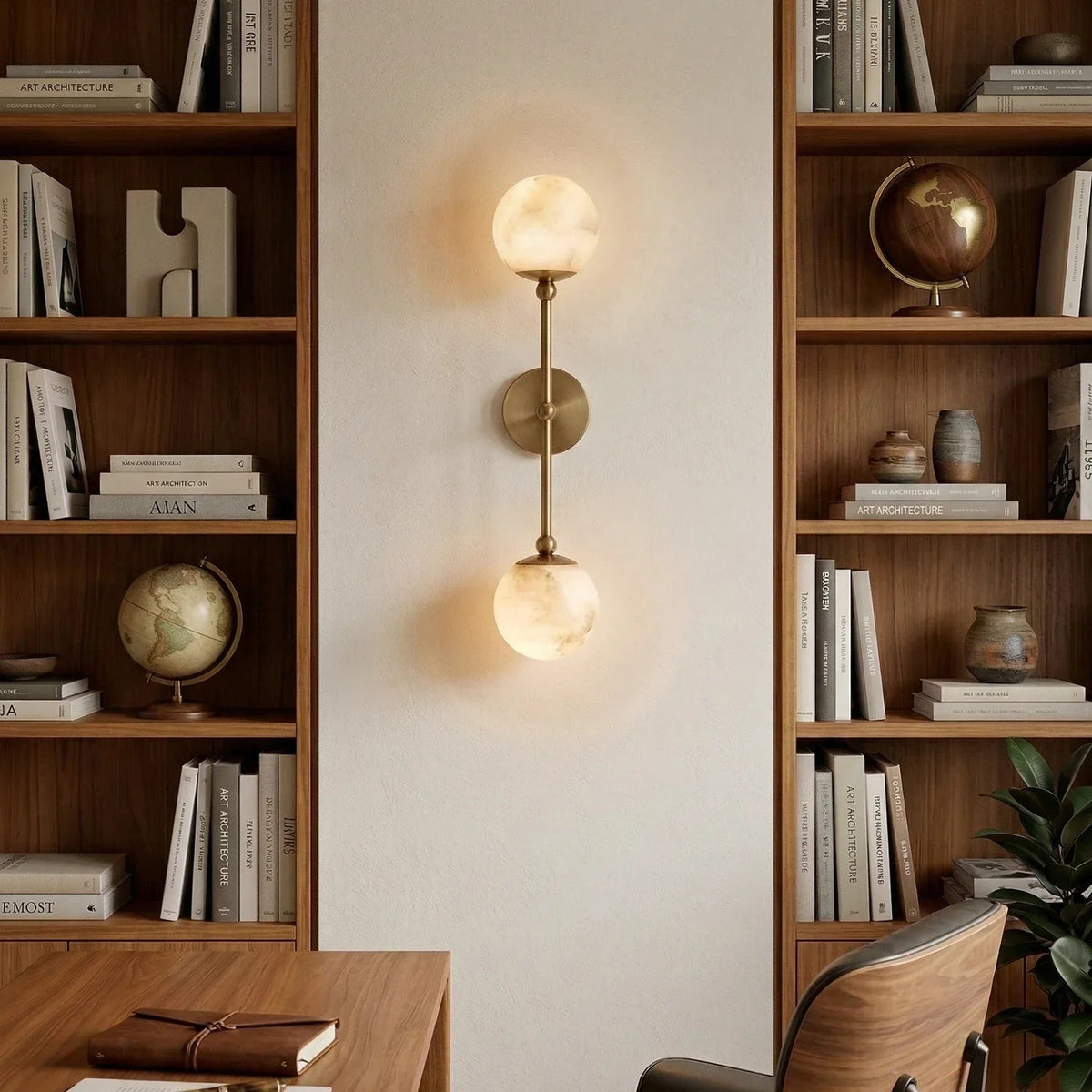 Celestial Double Alabaster Globe Wall Sconce